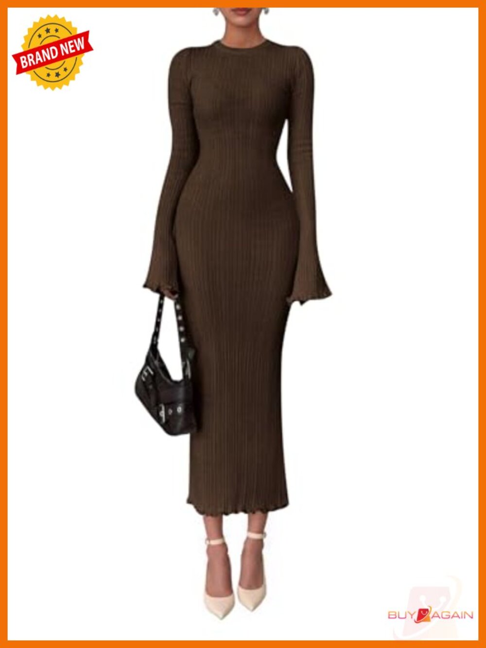 PRETTYGARDEN Women's Sweater Dress Long Sleeve Maxi Bodycon Knit Dress